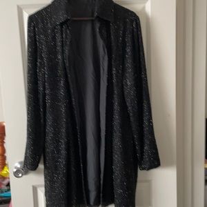 Black Beaded Open Evening Coat Size M